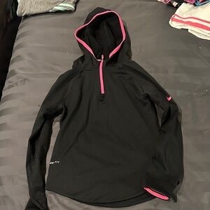 Nike Girls Black Hoodie with Pink Trim